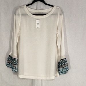 Loft Blouse with Embroidery Cuffs